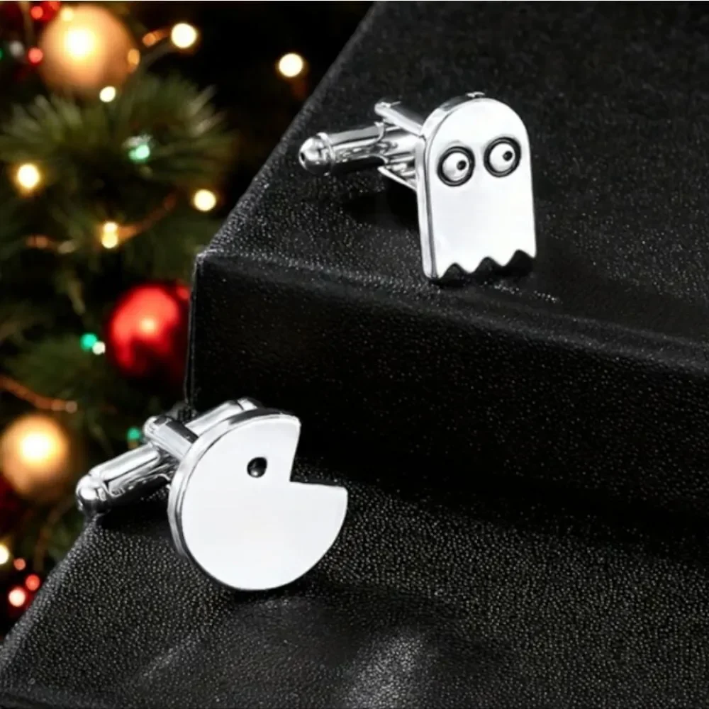Pac-Man Ghost Retro Arcade Cufflinks Maze Gamer 80s Video Game Geek Groom Gift